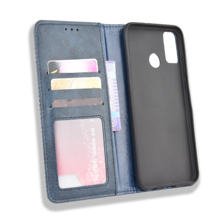 For Huawei Honor 9X Lite Magnetic Buckle Retro Crazy Horse Texture Horizontal Flip Leather Case  , with Holder & Card Slots & Photo Frame