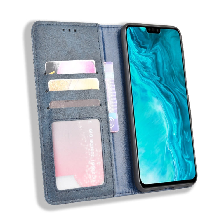 For Huawei Honor 9X Lite Magnetic Buckle Retro Crazy Horse Texture Horizontal Flip Leather Case  , with Holder & Card Slots & Photo Frame
