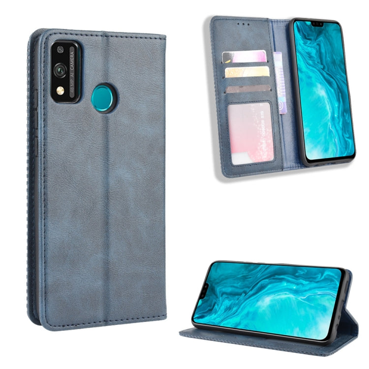 For Huawei Honor 9X Lite Magnetic Buckle Retro Crazy Horse Texture Horizontal Flip Leather Case  , with Holder & Card Slots & Photo Frame