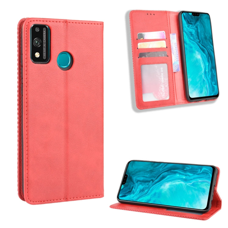 For Huawei Honor 9X Lite Magnetic Buckle Retro Crazy Horse Texture Horizontal Flip Leather Case  , with Holder & Card Slots & Photo Frame