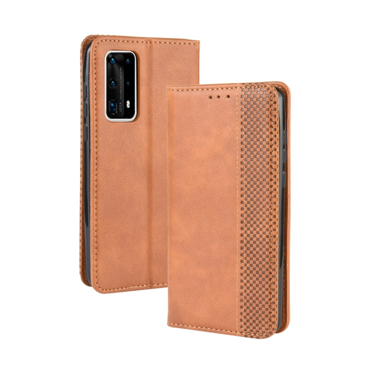 For Huawei P40 Pro+/P40 Pro Plus Magnetic Buckle Retro Crazy Horse Texture Horizontal Flip Leather Case  , with Holder & Card Slots & Photo Frame
