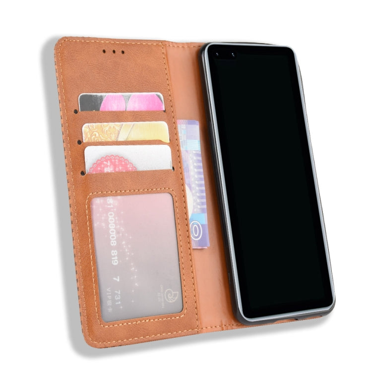 For Huawei P40 Pro+/P40 Pro Plus Magnetic Buckle Retro Crazy Horse Texture Horizontal Flip Leather Case  , with Holder & Card Slots & Photo Frame