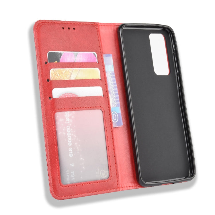 For Huawei P40 Pro+/P40 Pro Plus Magnetic Buckle Retro Crazy Horse Texture Horizontal Flip Leather Case  , with Holder & Card Slots & Photo Frame
