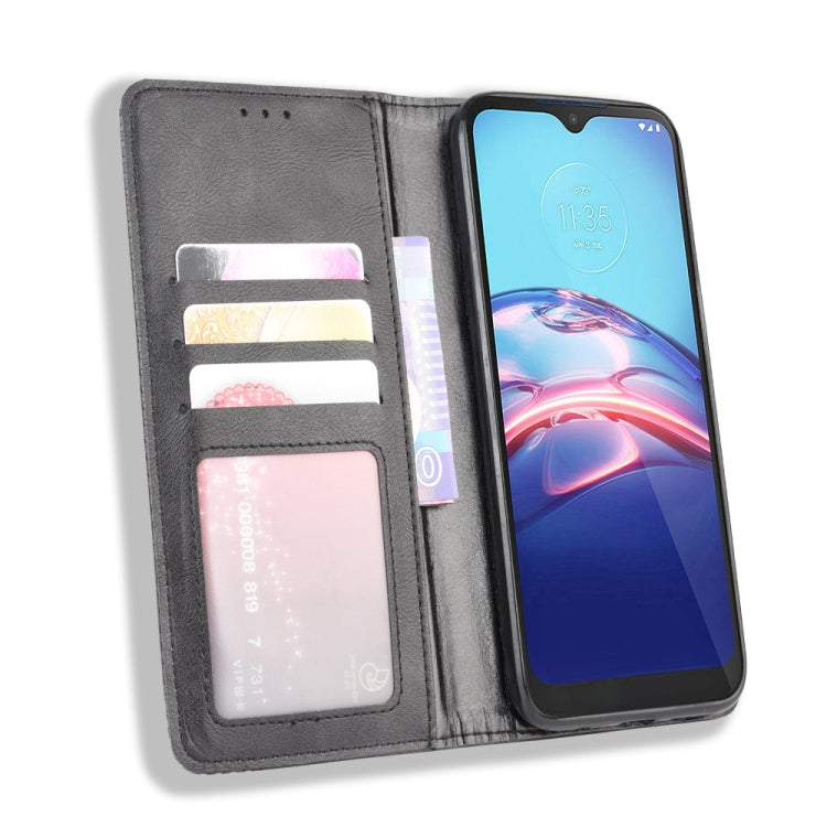 For Motorola Moto E (2020) Magnetic Buckle Retro Crazy Horse Texture Horizontal Flip Leather Case  , with Holder & Card Slots & Photo Frame