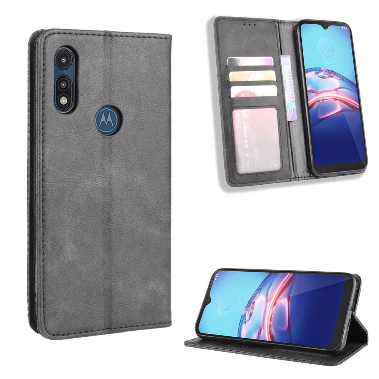 For Motorola Moto E (2020) Magnetic Buckle Retro Crazy Horse Texture Horizontal Flip Leather Case  , with Holder & Card Slots & Photo Frame