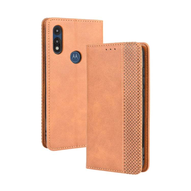For Motorola Moto E (2020) Magnetic Buckle Retro Crazy Horse Texture Horizontal Flip Leather Case  , with Holder & Card Slots & Photo Frame