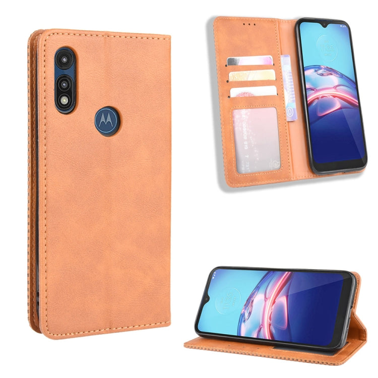 For Motorola Moto E (2020) Magnetic Buckle Retro Crazy Horse Texture Horizontal Flip Leather Case  , with Holder & Card Slots & Photo Frame