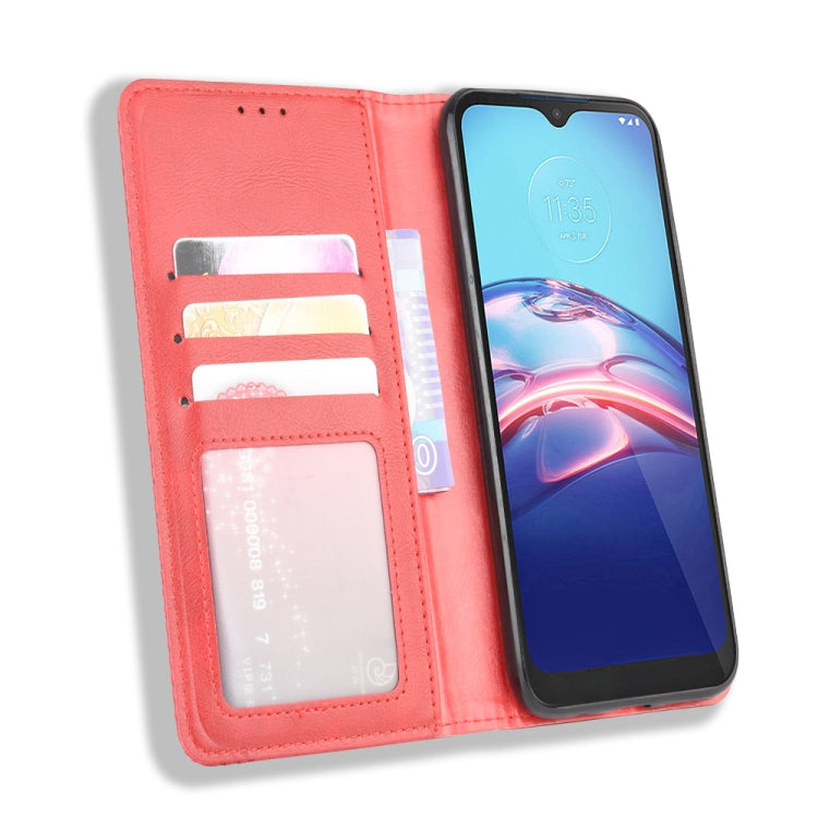 For Motorola Moto E (2020) Magnetic Buckle Retro Crazy Horse Texture Horizontal Flip Leather Case  , with Holder & Card Slots & Photo Frame