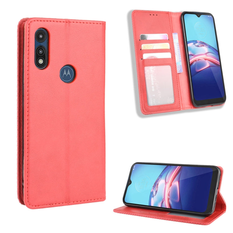 For Motorola Moto E (2020) Magnetic Buckle Retro Crazy Horse Texture Horizontal Flip Leather Case  , with Holder & Card Slots & Photo Frame