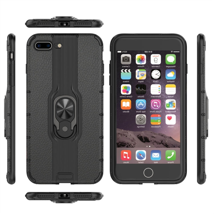 For iPhone 8 Plus / 7 Plus Shockproof PC + TPU Case with Ring Holder