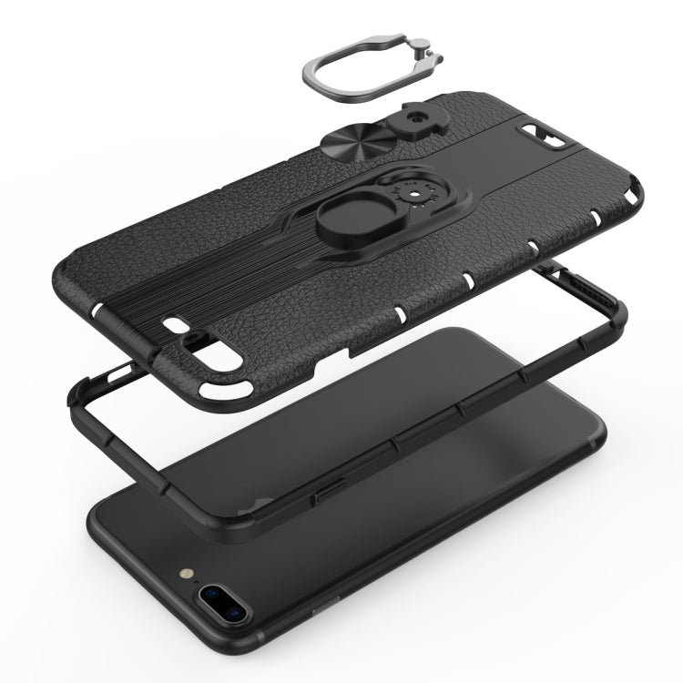 For iPhone 8 Plus / 7 Plus Shockproof PC + TPU Case with Ring Holder