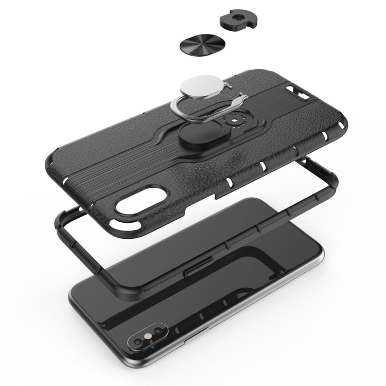 For iPhone X / XS Shockproof PC + TPU Case with Ring Holder