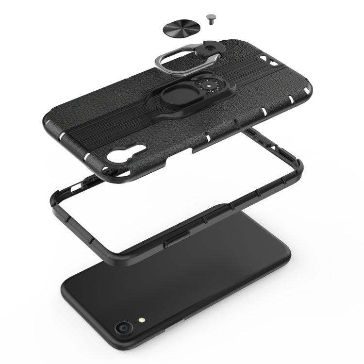 For iPhone XR Shockproof PC + TPU Case with Ring Holder