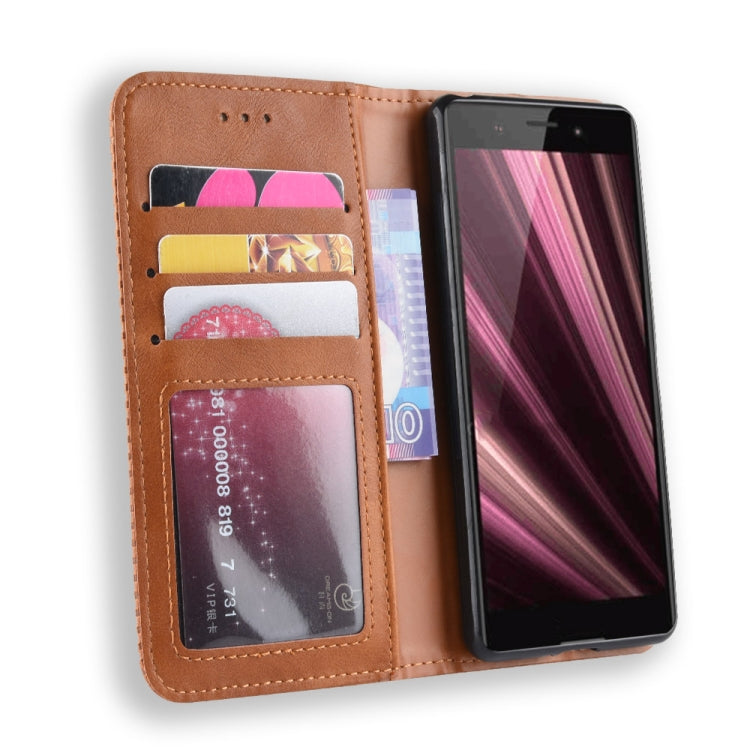 Magnetic Buckle Retro Crazy Horse Texture Horizontal Flip Leather Case for Sony Xperia ACE SO-02L, with Holder & Card Slots & Photo Frame