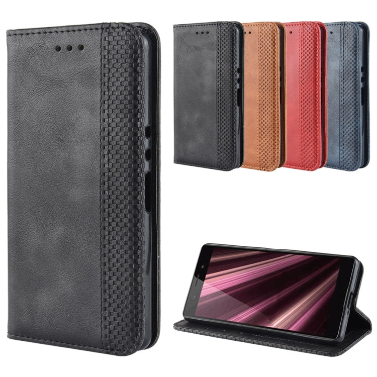 Magnetic Buckle Retro Crazy Horse Texture Horizontal Flip Leather Case for Sony Xperia ACE SO-02L, with Holder & Card Slots & Photo Frame