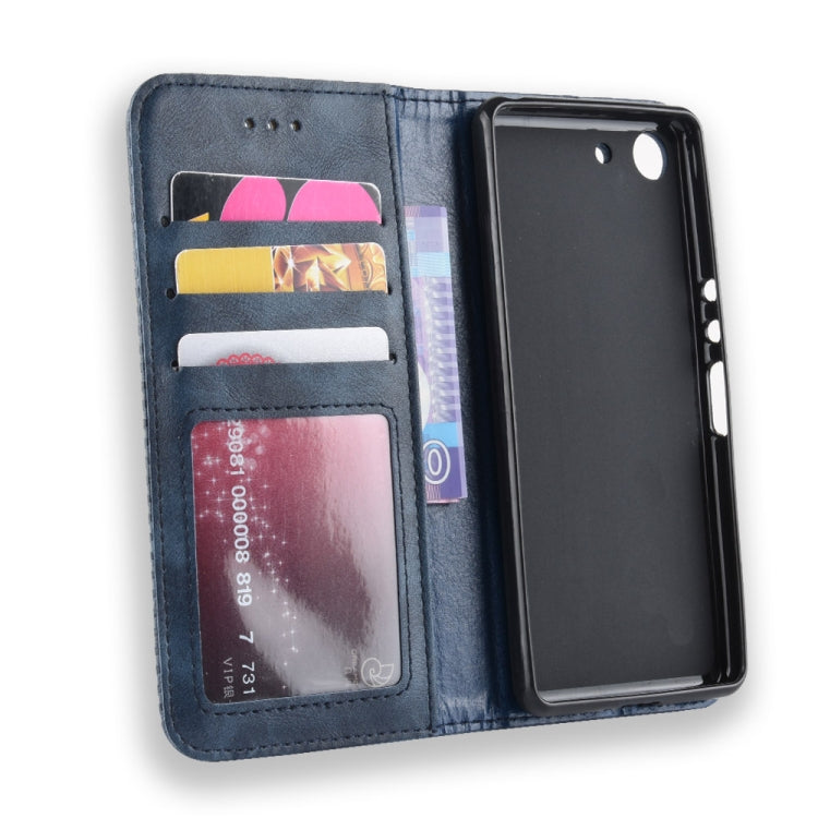 Magnetic Buckle Retro Crazy Horse Texture Horizontal Flip Leather Case for Sony Xperia ACE SO-02L, with Holder & Card Slots & Photo Frame