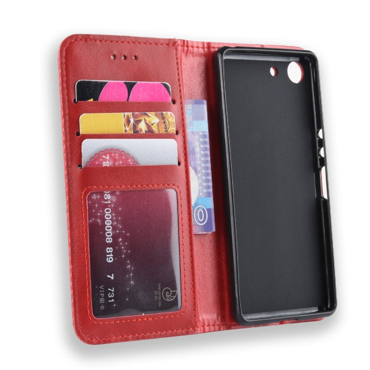 Magnetic Buckle Retro Crazy Horse Texture Horizontal Flip Leather Case for Sony Xperia ACE SO-02L, with Holder & Card Slots & Photo Frame