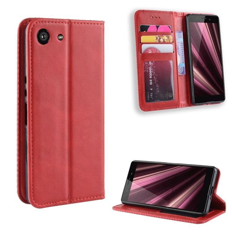 Magnetic Buckle Retro Crazy Horse Texture Horizontal Flip Leather Case for Sony Xperia ACE SO-02L, with Holder & Card Slots & Photo Frame