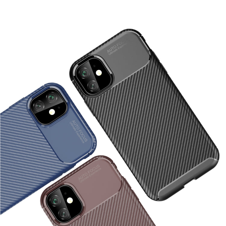 For iPhone 12 / 12 Pro Carbon Fiber Texture Shockproof TPU Case(Brown)