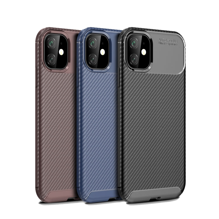 For iPhone 12 / 12 Pro Carbon Fiber Texture Shockproof TPU Case(Brown)