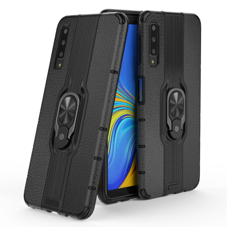 For Samsung Galaxy A7 (2018) Shockproof PC + TPU Case with Ring Holder