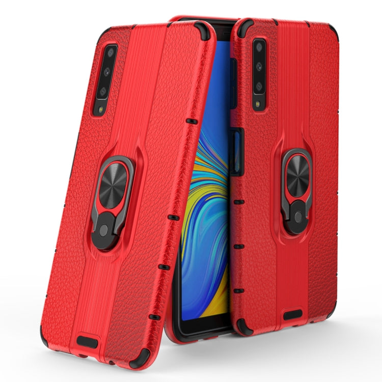 For Samsung Galaxy A7 (2018) Shockproof PC + TPU Case with Ring Holder