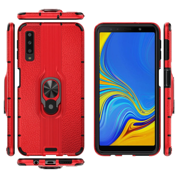 For Samsung Galaxy A7 (2018) Shockproof PC + TPU Case with Ring Holder