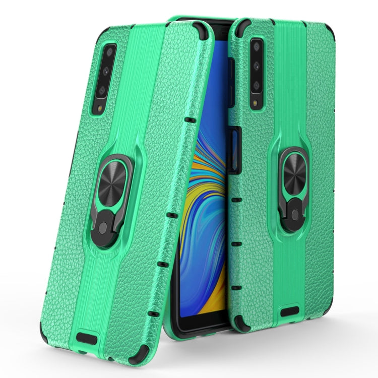 For Samsung Galaxy A7 (2018) Shockproof PC + TPU Case with Ring Holder