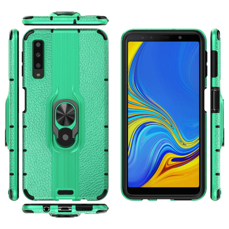 For Samsung Galaxy A7 (2018) Shockproof PC + TPU Case with Ring Holder