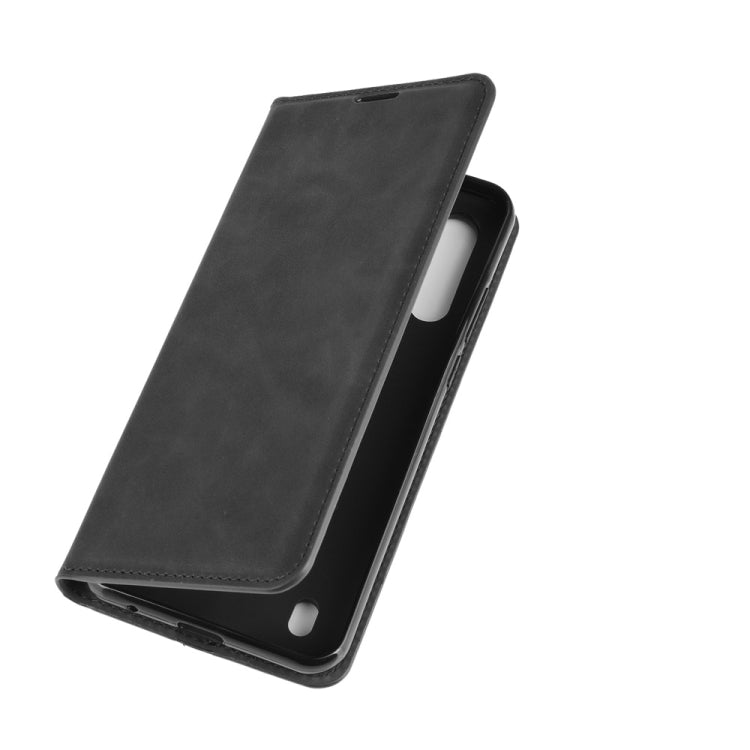 For Motorola Moto G8 Power Lite Retro-skin Business Magnetic Suction Leather Case with Holder & Card Slots & Wallet