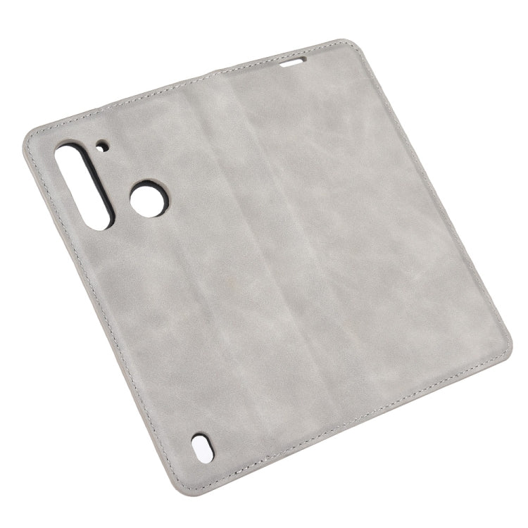 For Motorola Moto G8 Power Lite Retro-skin Business Magnetic Suction Leather Case with Holder & Card Slots & Wallet