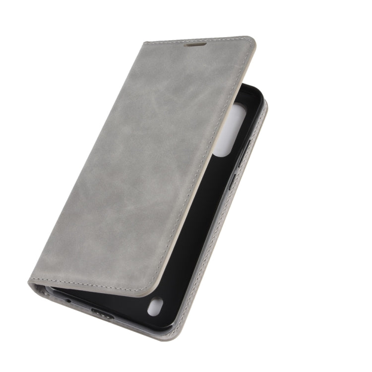 For Motorola Moto G8 Power Lite Retro-skin Business Magnetic Suction Leather Case with Holder & Card Slots & Wallet