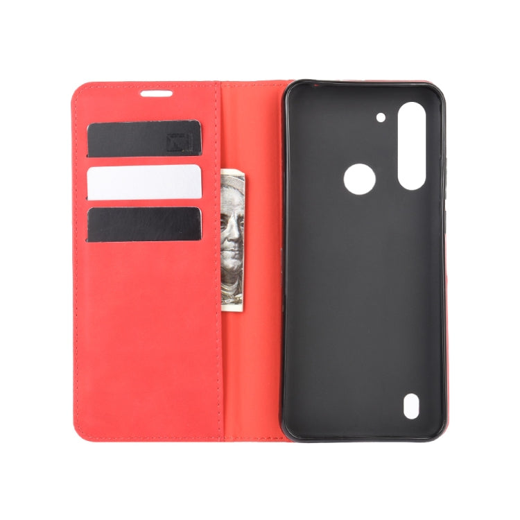 For Motorola Moto G8 Power Lite Retro-skin Business Magnetic Suction Leather Case with Holder & Card Slots & Wallet