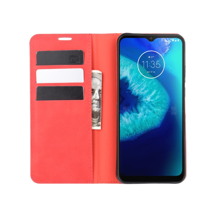 For Motorola Moto G8 Power Lite Retro-skin Business Magnetic Suction Leather Case with Holder & Card Slots & Wallet