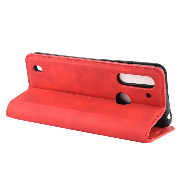 For Motorola Moto G8 Power Lite Retro-skin Business Magnetic Suction Leather Case with Holder & Card Slots & Wallet