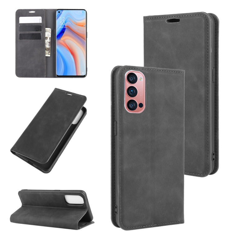 For OPPO Reno 4 Pro 5G Retro-skin Business Magnetic Suction Leather Case with Holder & Card Slots & Wallet