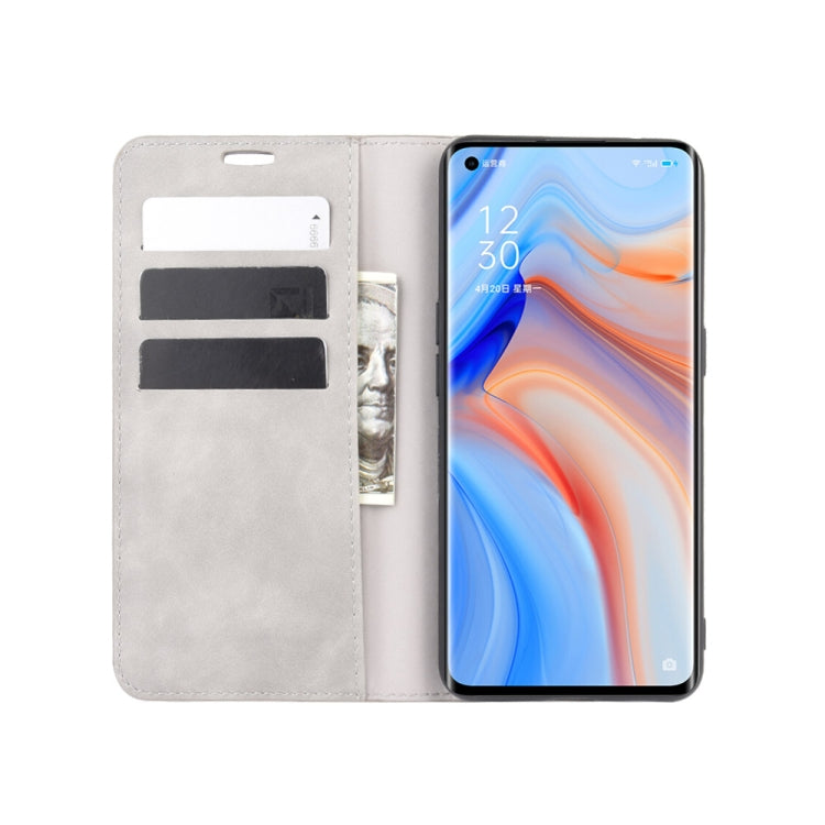 For OPPO Reno 4 Pro 5G Retro-skin Business Magnetic Suction Leather Case with Holder & Card Slots & Wallet
