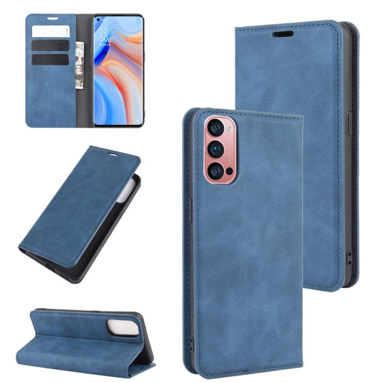For OPPO Reno 4 Pro 5G Retro-skin Business Magnetic Suction Leather Case with Holder & Card Slots & Wallet