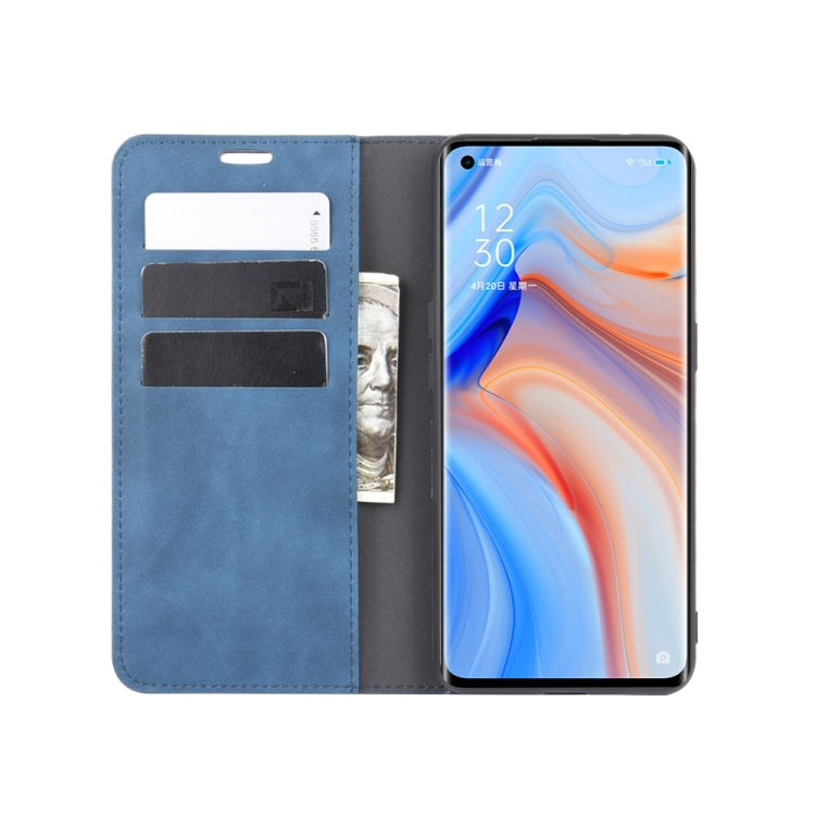 For OPPO Reno 4 Pro 5G Retro-skin Business Magnetic Suction Leather Case with Holder & Card Slots & Wallet
