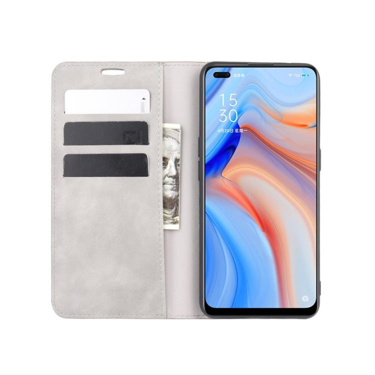 For OPPO Reno 4 5G Retro-skin Business Magnetic Suction Leather Case with Holder & Card Slots & Wallet