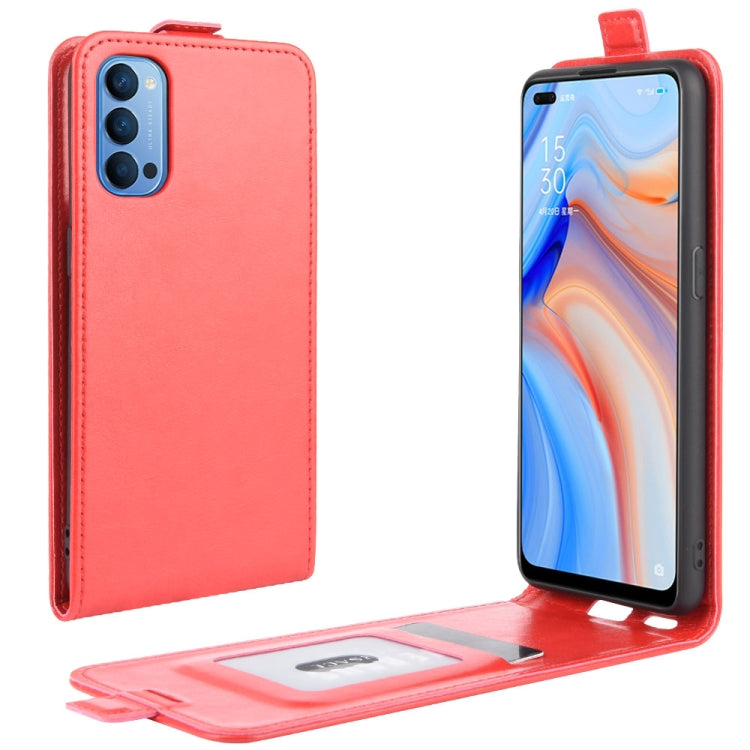 For OPPO Reno 4 5G R64 Texture Single Vertical Flip Leather Protective Case with Card Slots & Photo Frame