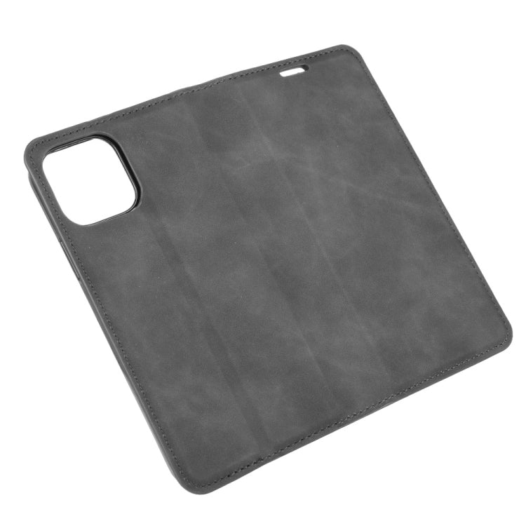 For iPhone 12 / 12 Pro Retro-skin Business Magnetic Suction Leather Case with Holder & Card Slots & Wallet