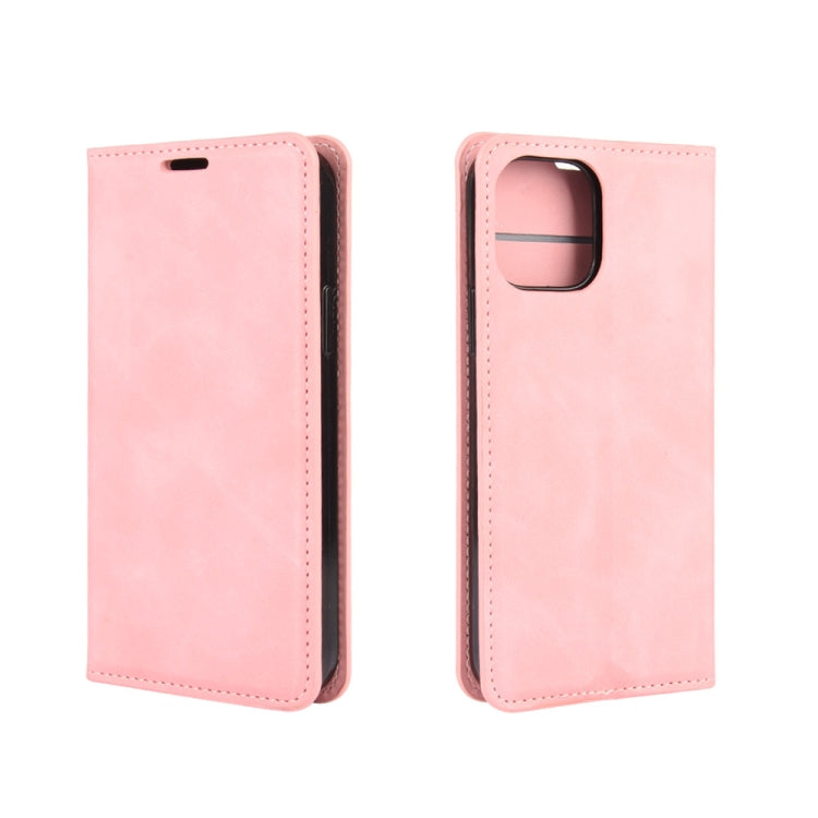 For iPhone 12 / 12 Pro Retro-skin Business Magnetic Suction Leather Case with Holder & Card Slots & Wallet