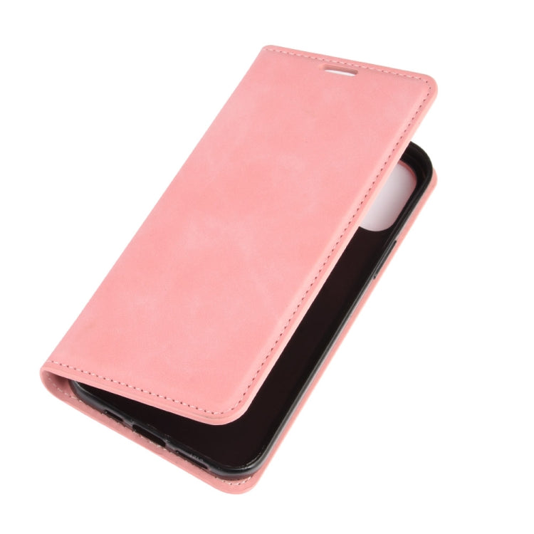 For iPhone 12 / 12 Pro Retro-skin Business Magnetic Suction Leather Case with Holder & Card Slots & Wallet