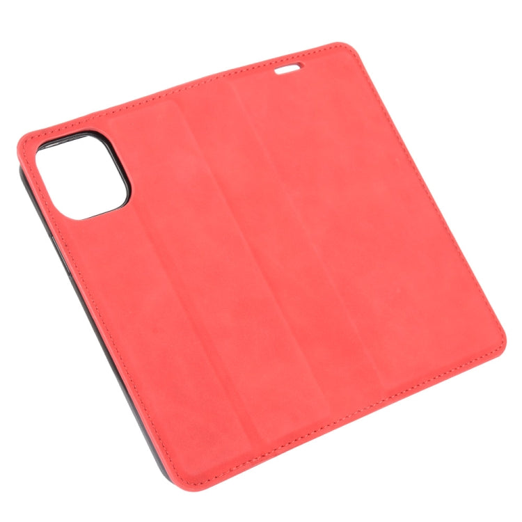 For iPhone 12 / 12 Pro Retro-skin Business Magnetic Suction Leather Case with Holder & Card Slots & Wallet