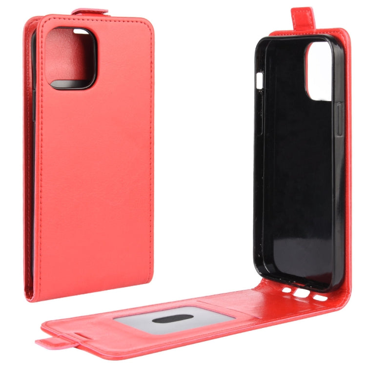 For iPhone 12 / 12 Pro R64 Texture Single Vertical Flip Leather Protective Case with Card Slots & Photo Frame