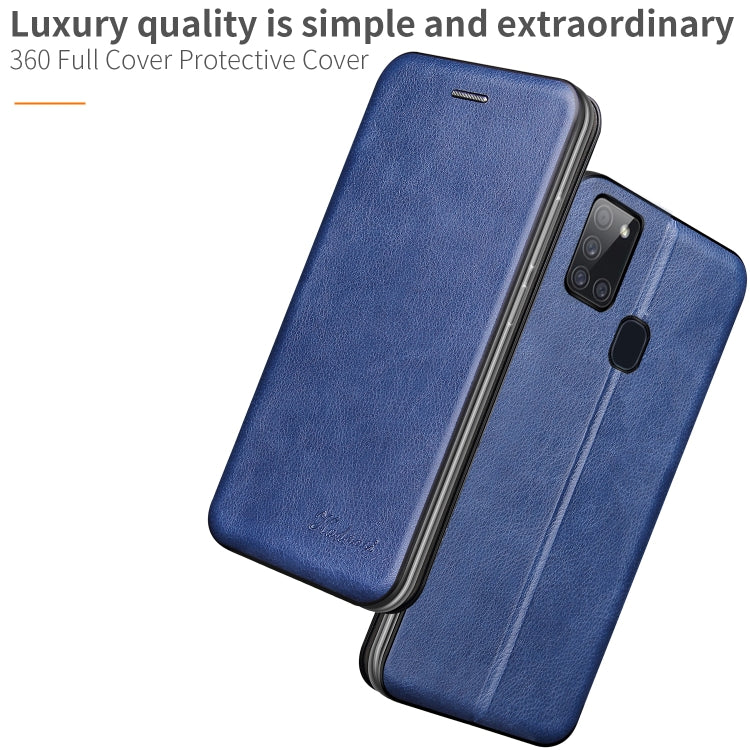 For Samsung Galaxy A21S Integrated Electricity Pressing Retro Texture Magnetic TPU+PU Leather Case with Card Slot & Holder