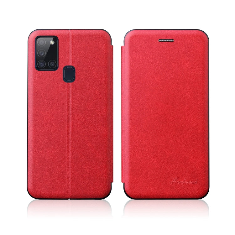 For Samsung Galaxy A21S Integrated Electricity Pressing Retro Texture Magnetic TPU+PU Leather Case with Card Slot & Holder