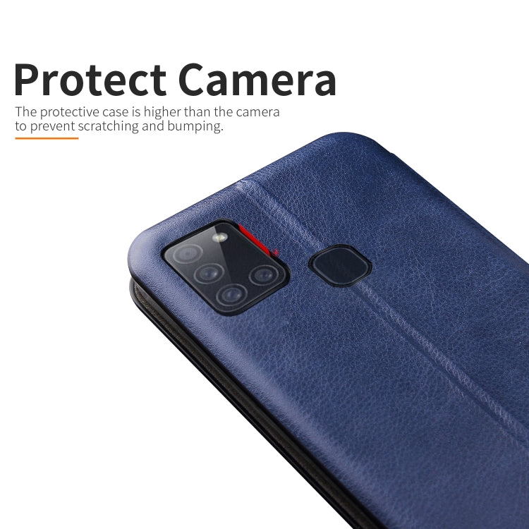 For Samsung Galaxy A21S Integrated Electricity Pressing Retro Texture Magnetic TPU+PU Leather Case with Card Slot & Holder