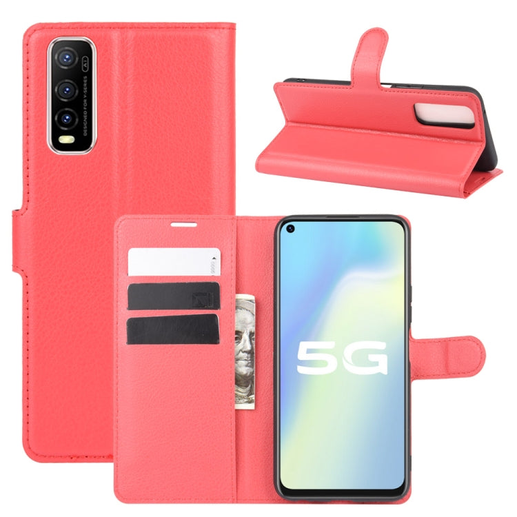 For Vivo Y70s Litchi Texture Horizontal Flip Protective Case with Holder & Card Slots & Wallet